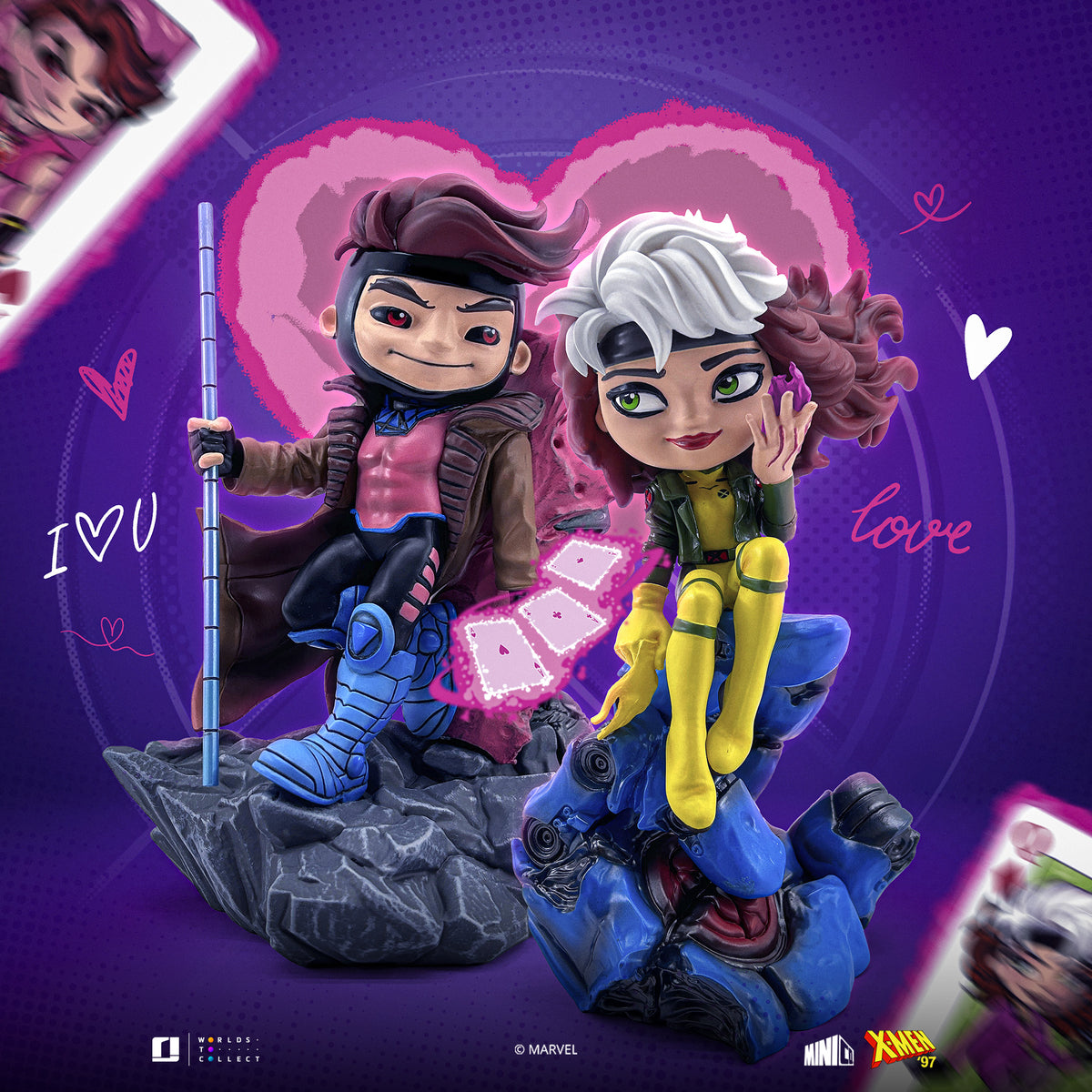 Statue Gambit & Rogue Valentine's Set: X-Men - Minico
